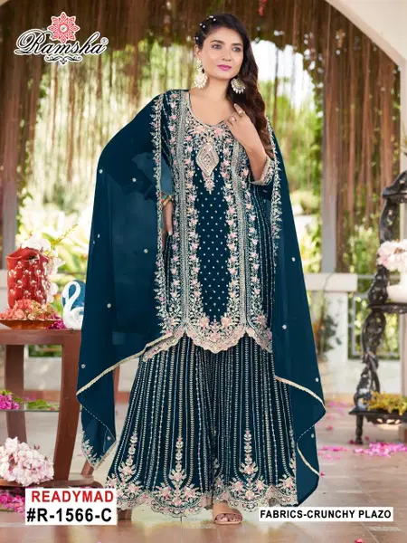 R 1566 A to D By Ramsha Crunchy Surat Readymade Pakistani Suits Wholesale Market